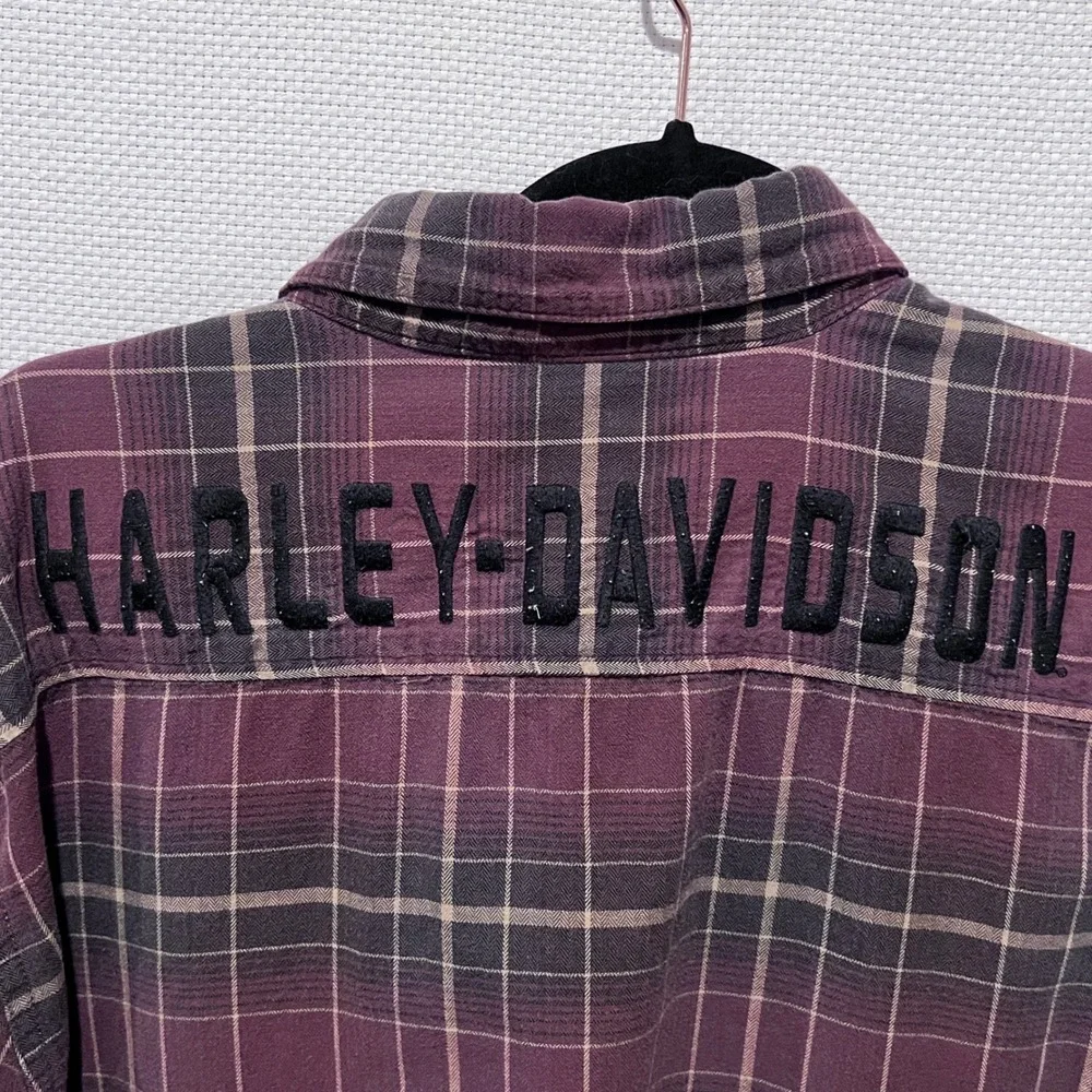 Harley‎ Davidson Plaid Flannel Shirt Long Sleeve Genuine Motor Clothes Size L